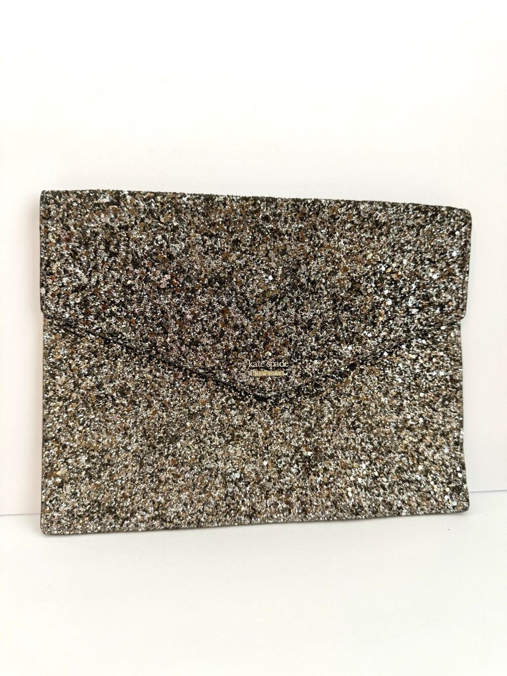 Kate Spade New York Glitter Envelope Clutch Champagne Rose Gold Evening Pouch
